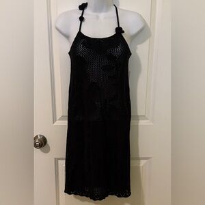 NWT Wild Fable Black Crochet Spaghetti Strap Swim Cover Up -Size Medium